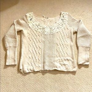 White Free People Sweater with embellished collar